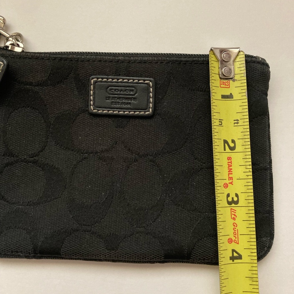 Coach Signature C Black Logo Canvas Wristlet - Picture 7 of 9
